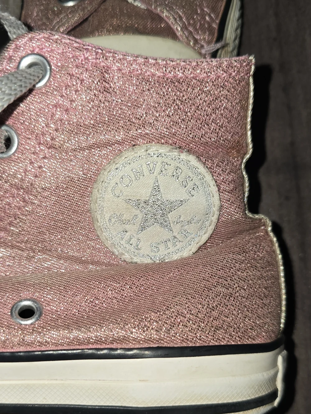 Pink and Silver Glityer Lace-Up Kids/Womens Converse